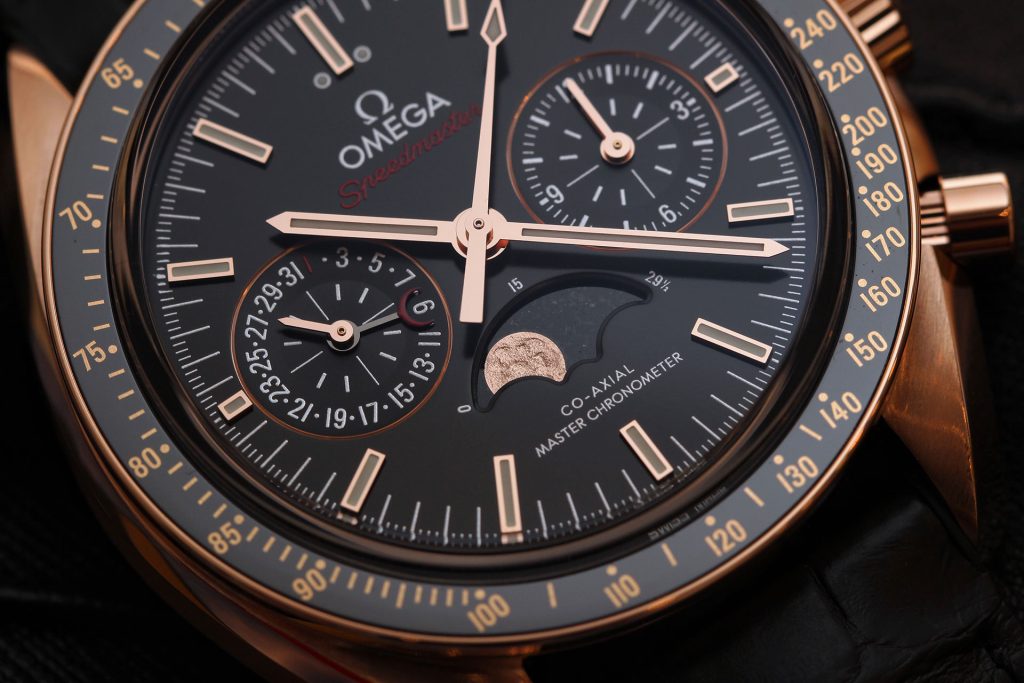 Black and orange OMEGA Speedmaster with a co-axial chronometer