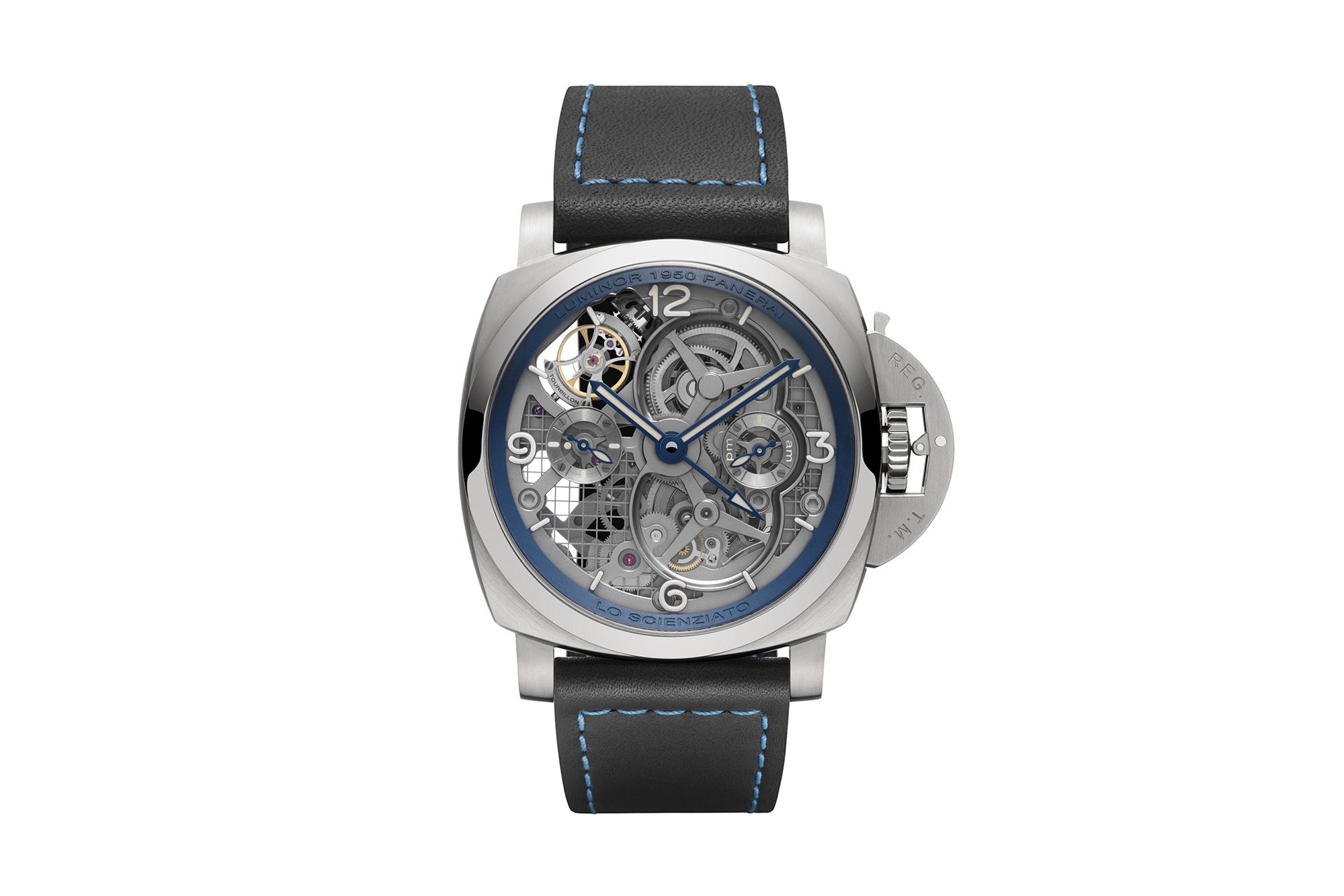 panerai pam767 lo scienziato luminor 1950 tourbillon gmt titanio 47mm