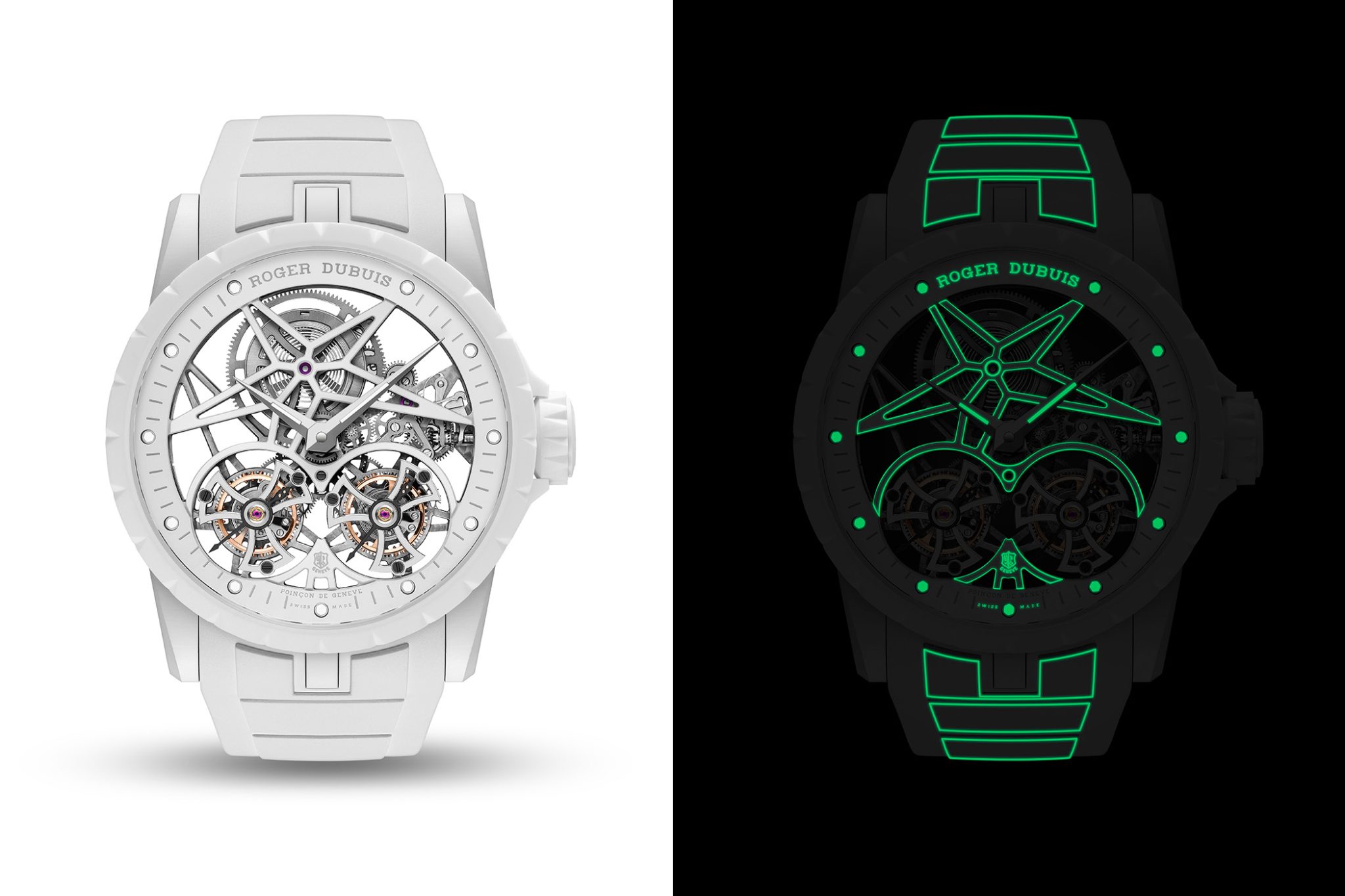 Roger Dubuis Exalibur Twofold Front Lume dark comparison