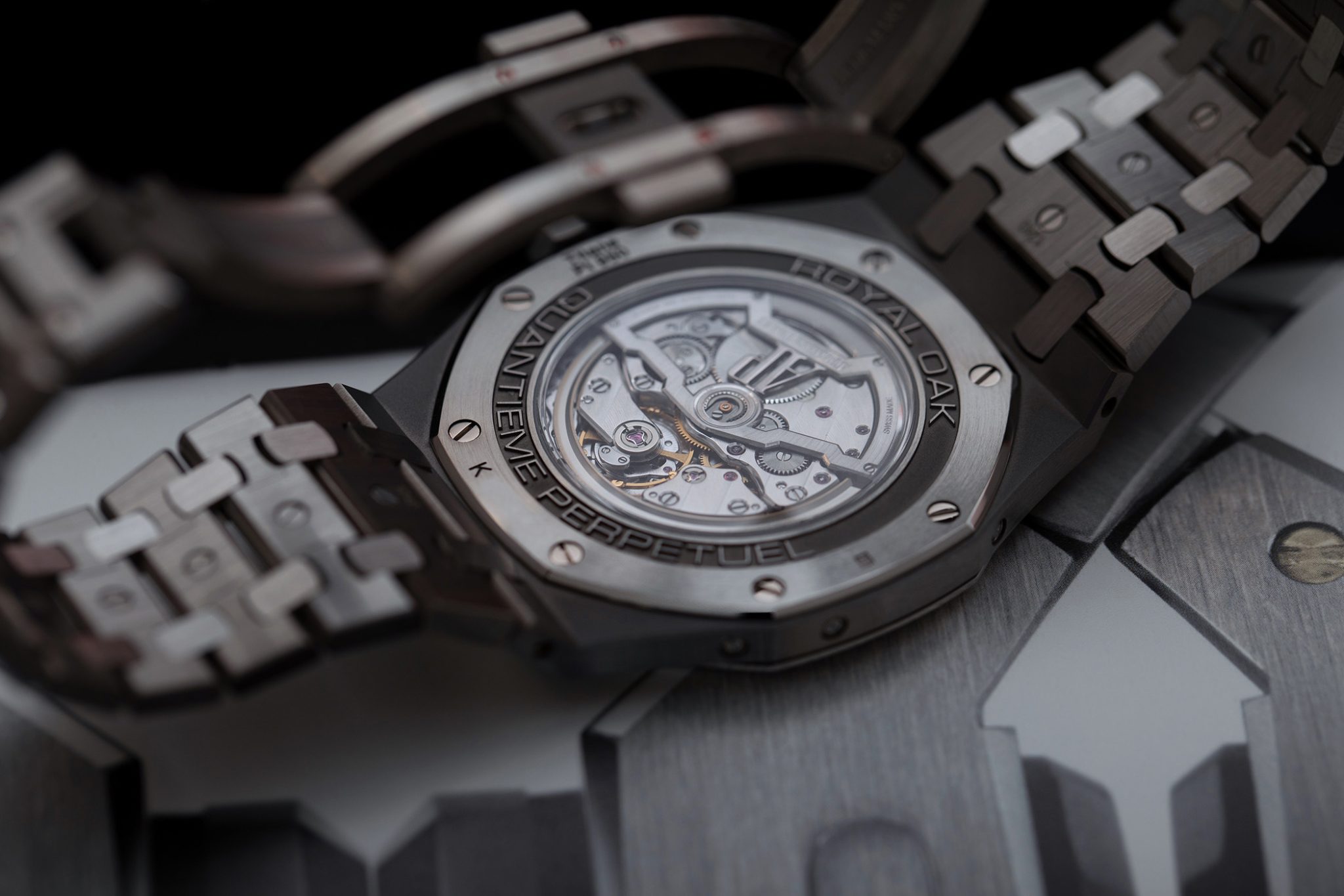 Caseback of the Audemars Piguet Royal Oak Selfwinding Perpetual Calendar Ultra-Thin 26586IP.OO.1240IP.01