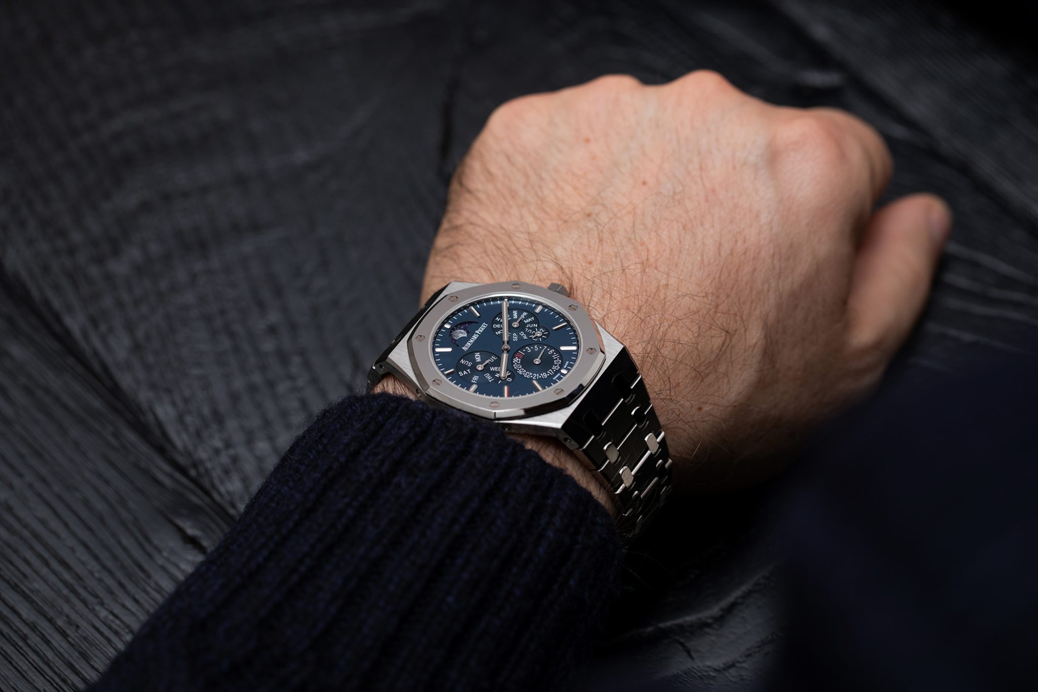 The Audemars Piguet Royal Oak Selfwinding Perpetual Calendar Ultra-Thin 26586IP.OO.1240IP.01 on the wrist