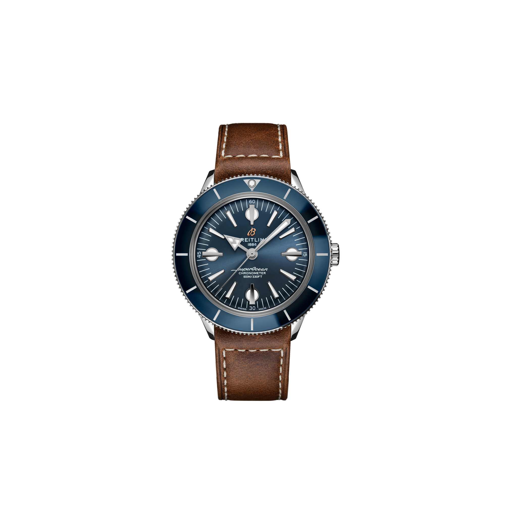 Breitling Superocean Heritage 57 with Blue Dial Brown Leather Strap A10370161C1X1