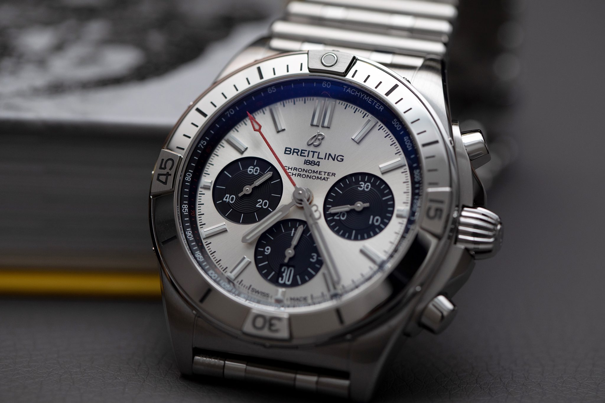The new Breitling Chronomat collection, here the new Chronomat B01 42 in Stainless Steel with the silver dial