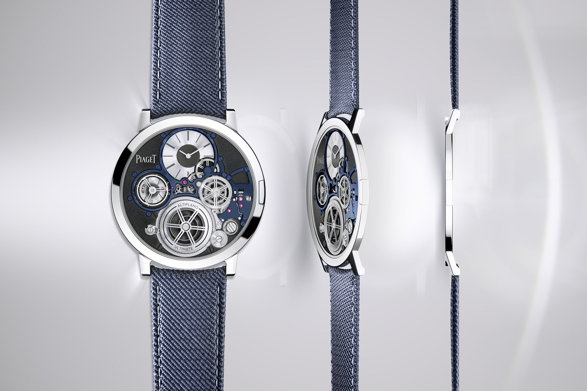 Piaget Altilpano Ultimate Concept - The Thinnest Mechanical Handwound Watch. Ref. G0A45502 in Blue. Watches & Wonders 2020 Novelty