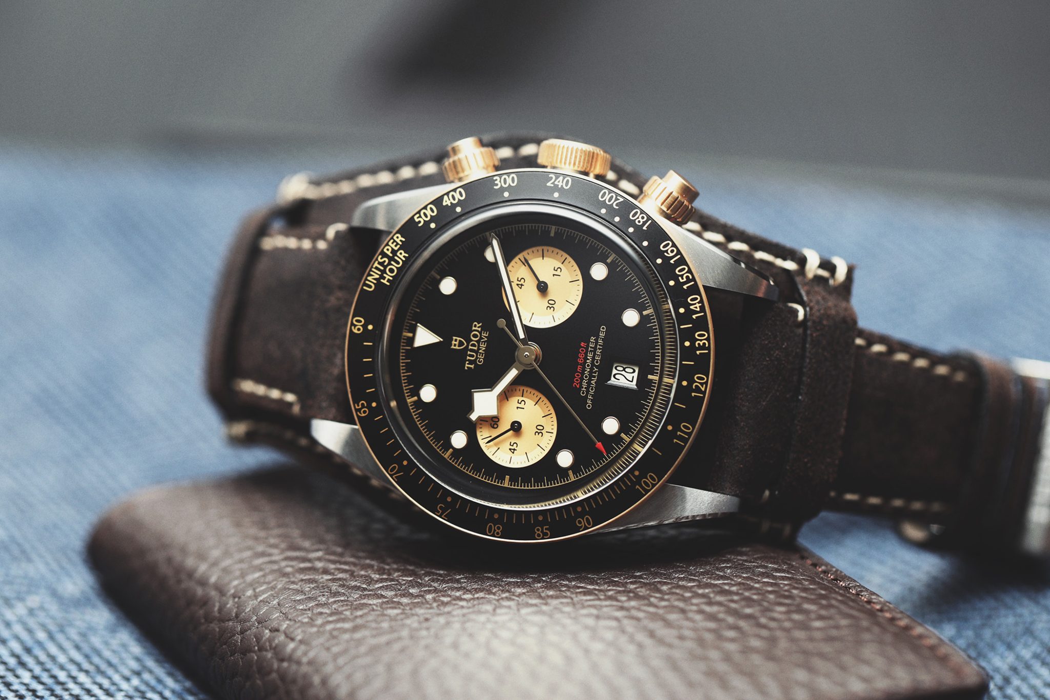 TUDOR Black Bay Chrono S G M79363N 0002 on Brown Leather Strap 2 . Article 50 Years Of Tudor Chronographs