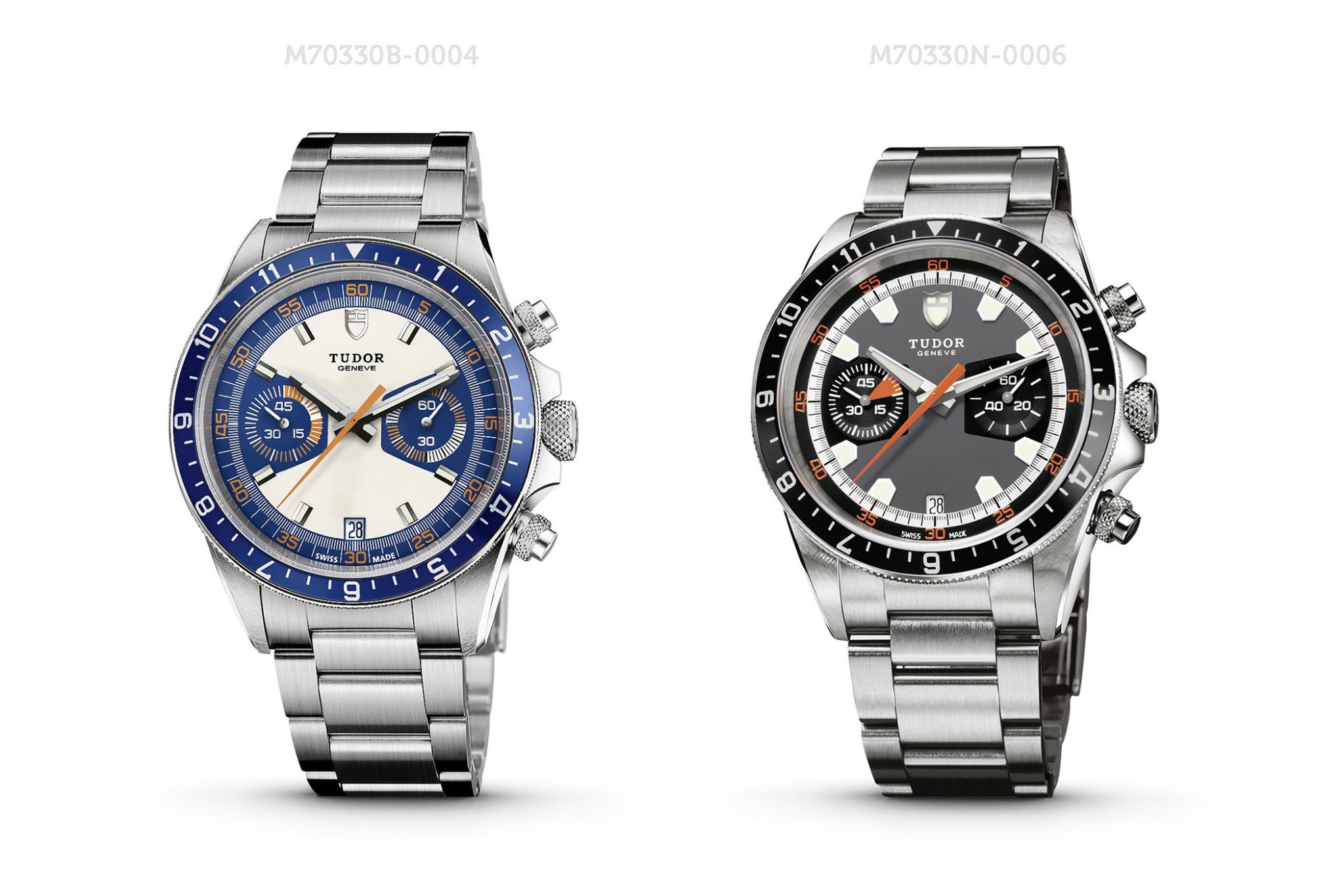 TUDOR Heritage Chrono M70330N 0006 Grey Black and M70330B 0004 Opal Blue Series 95740 . Article 50 Years Of Tudor Chronographs