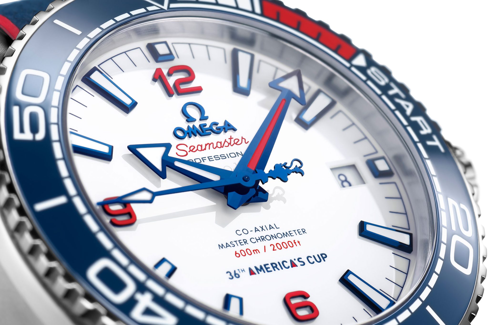 Dial of the OMEGA Seamaster Planet-Ocean 36th America’s Cup Limited-Edition. OMEGA returns as America's Cup timekeeper in 2021