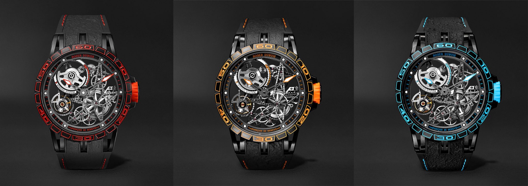 Roger-Dubuis-Excalibur-Spider-Pirelli-Automatic-skeleton-Red-Orange-Blue