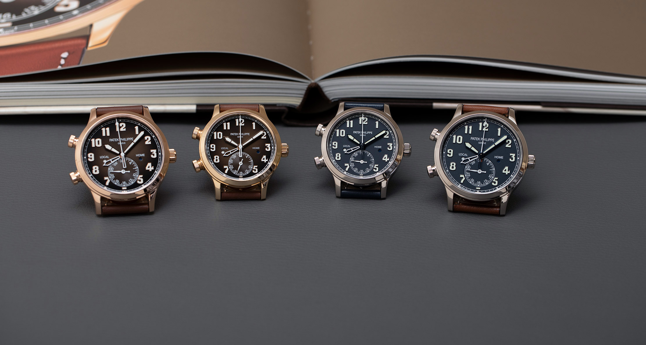 Patek-Philippe-Calatrava-Pilot-Travel-Time-Ref-5524-und-7234-Rosegold-Weissgold