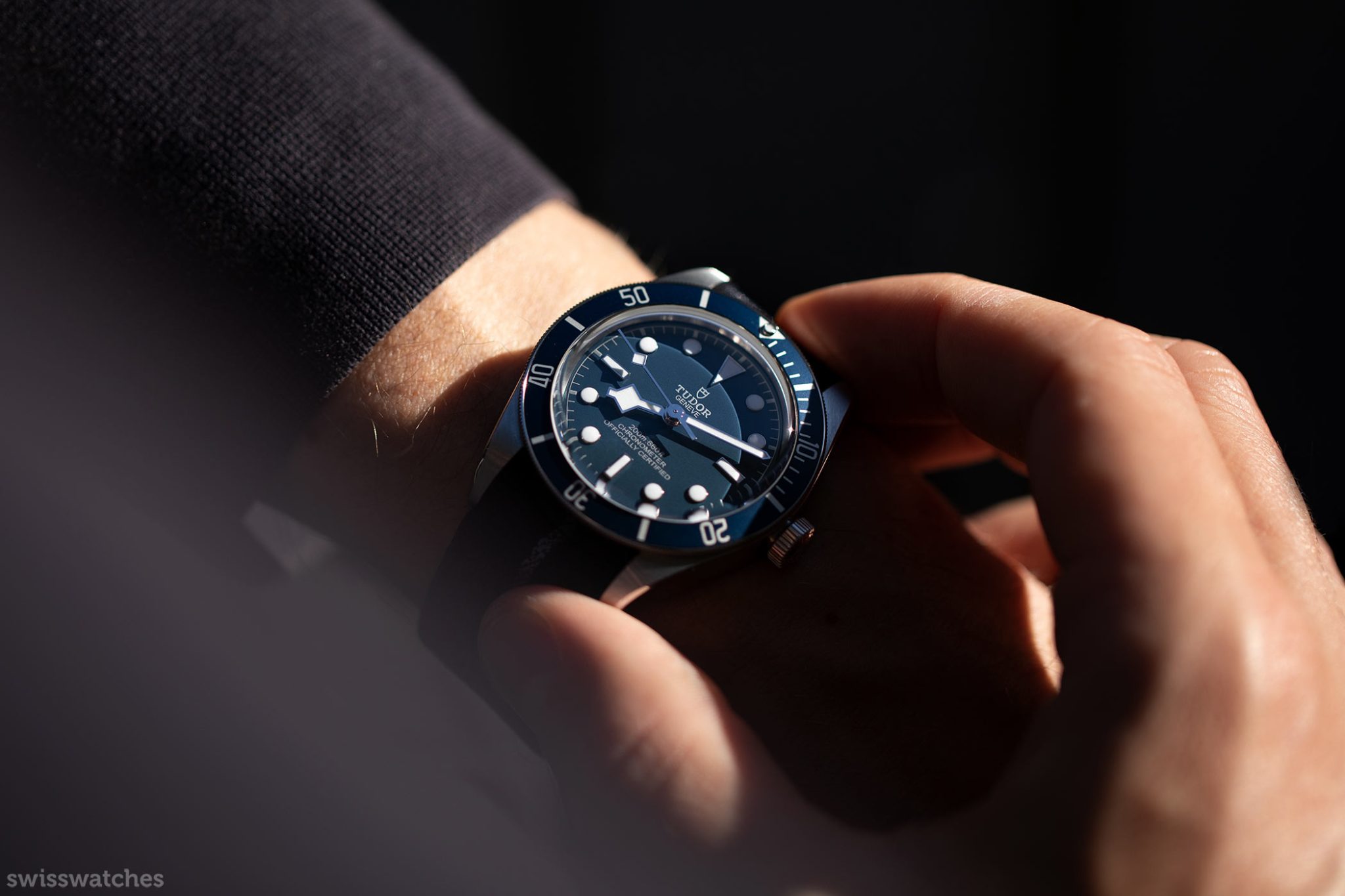 Tudor Black Bay 58 in Navy Blue on the wrist