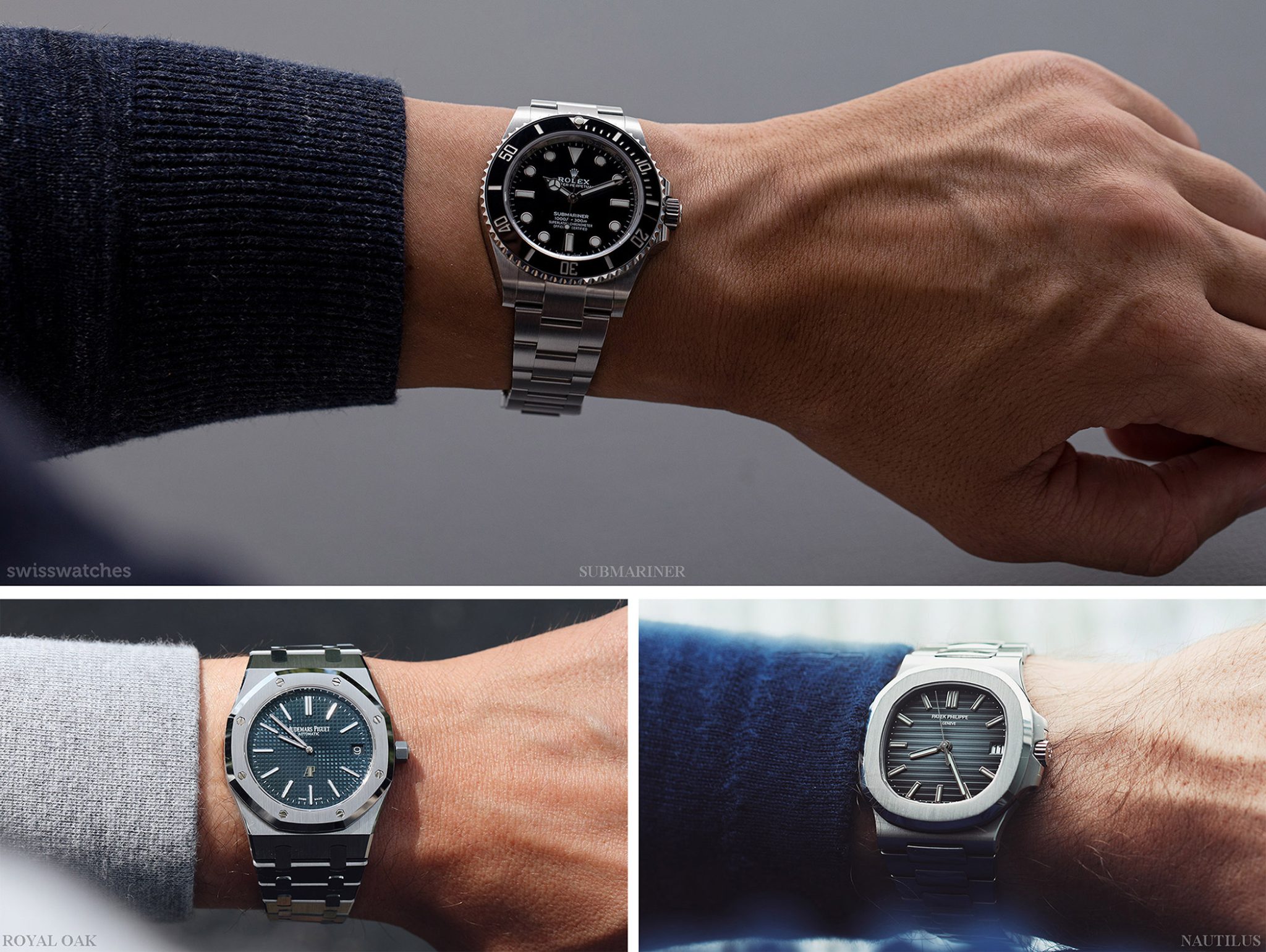Sporty Steel Iconic watches: Rolex Sub, AP Royal Oak, Patek Nautilus