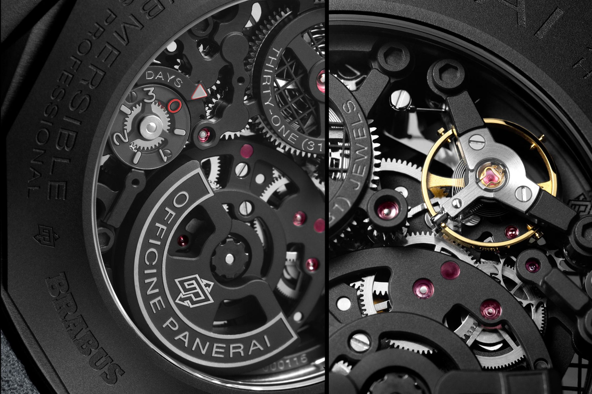 Submersible S BRABUS Black Ops Edition (PAM01240) skeletonised movement