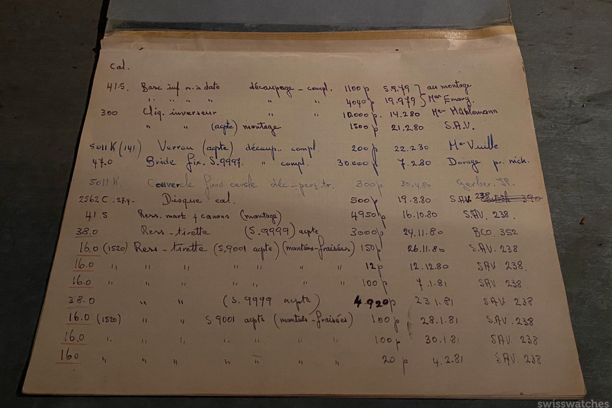 An old document found at Zenith manufacture