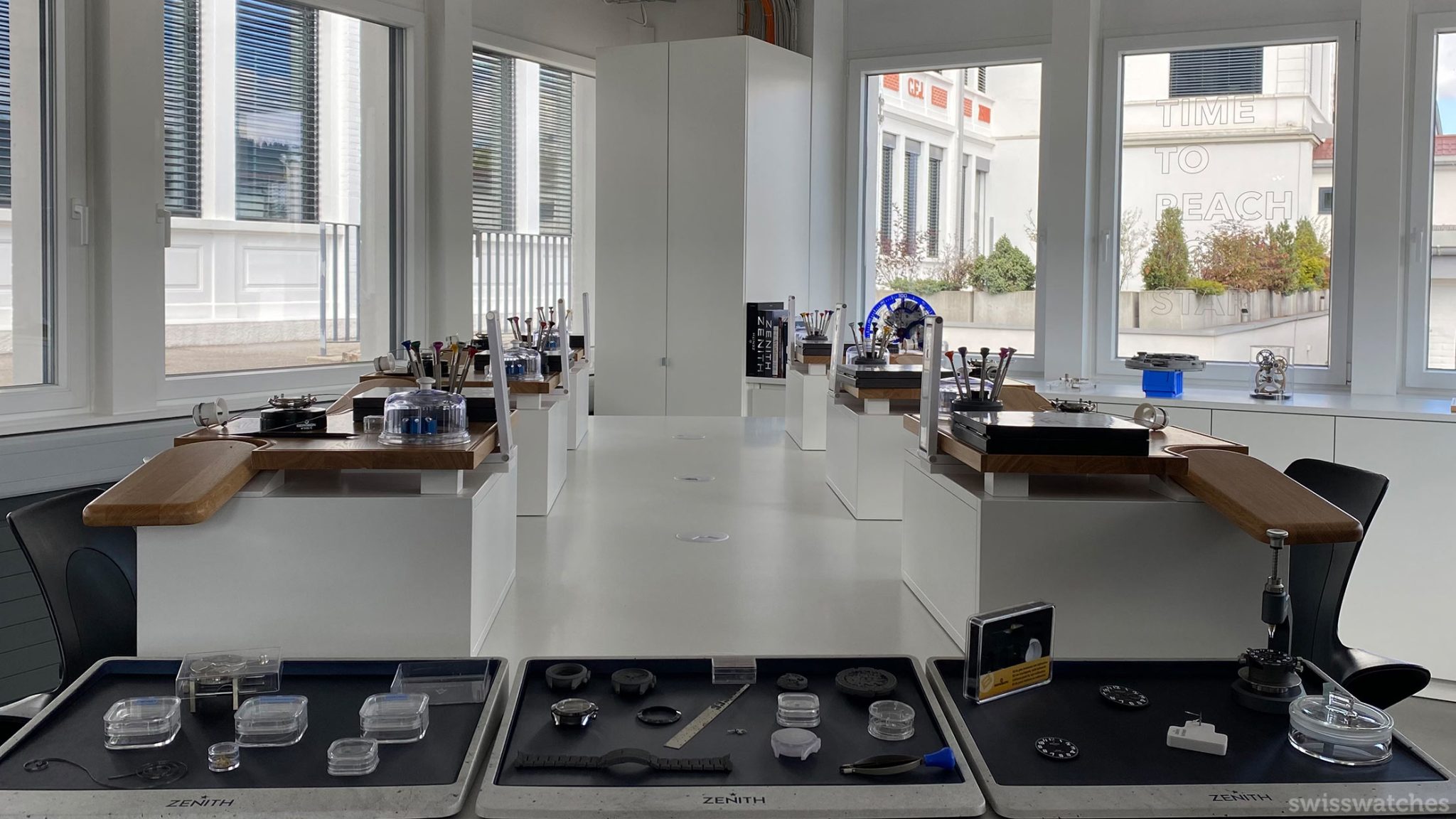 A room full of instruments and objects to rebuild the time lost, found at Zenith Manufacture