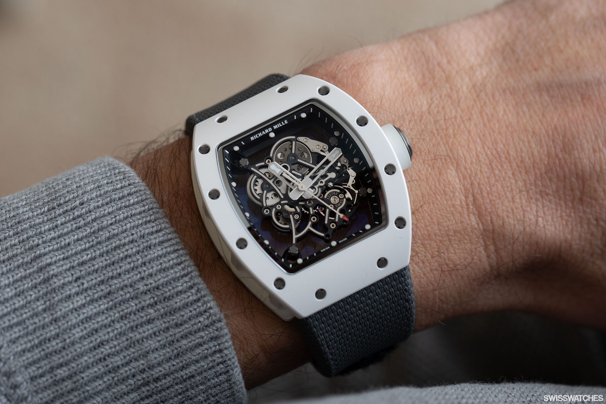 Richard-Mille-RM-055-White-Skeleton-Wristshot