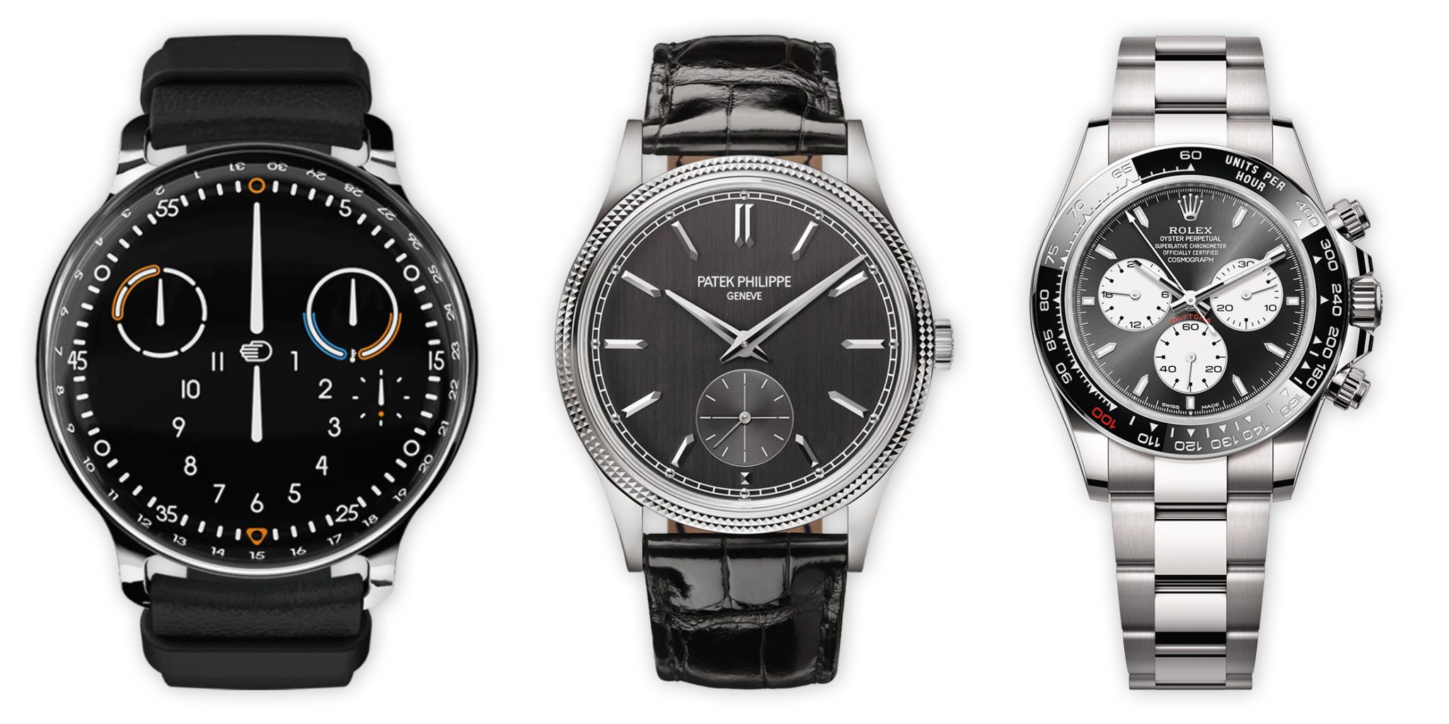 Ressence-Type-3-Patek-Philippe-Calatrava-6119G-Rolex-Daytona-Le-Mans-1