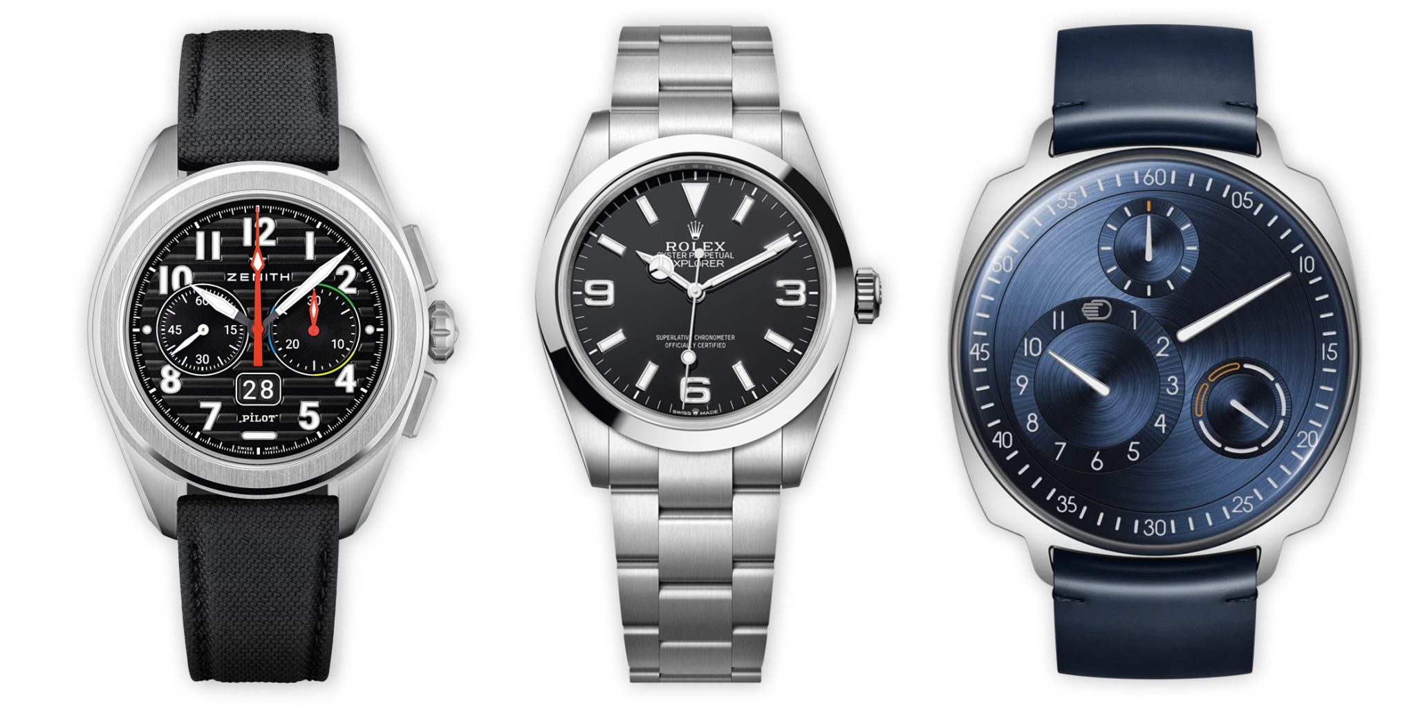 Zenith-Pilot-Chronograph-Rolex-Explorer-Ressence-Type-1-2N-1