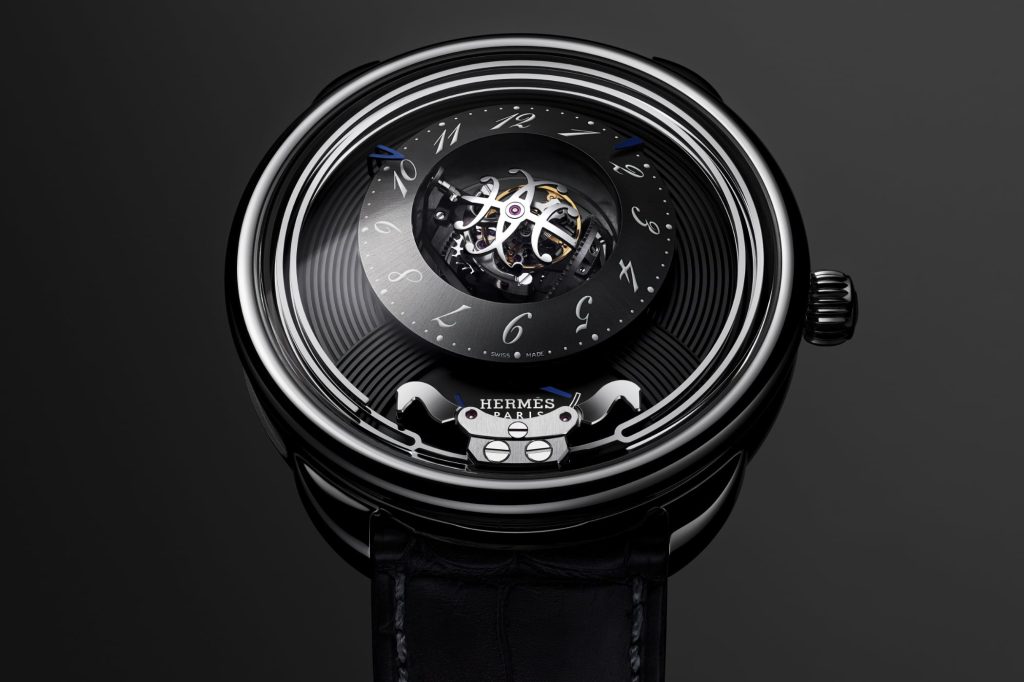 HERMES アナログ時計 ブラックレザー Hermè Arceau Duc Attelé with a Tourbillon and Minute Repeater