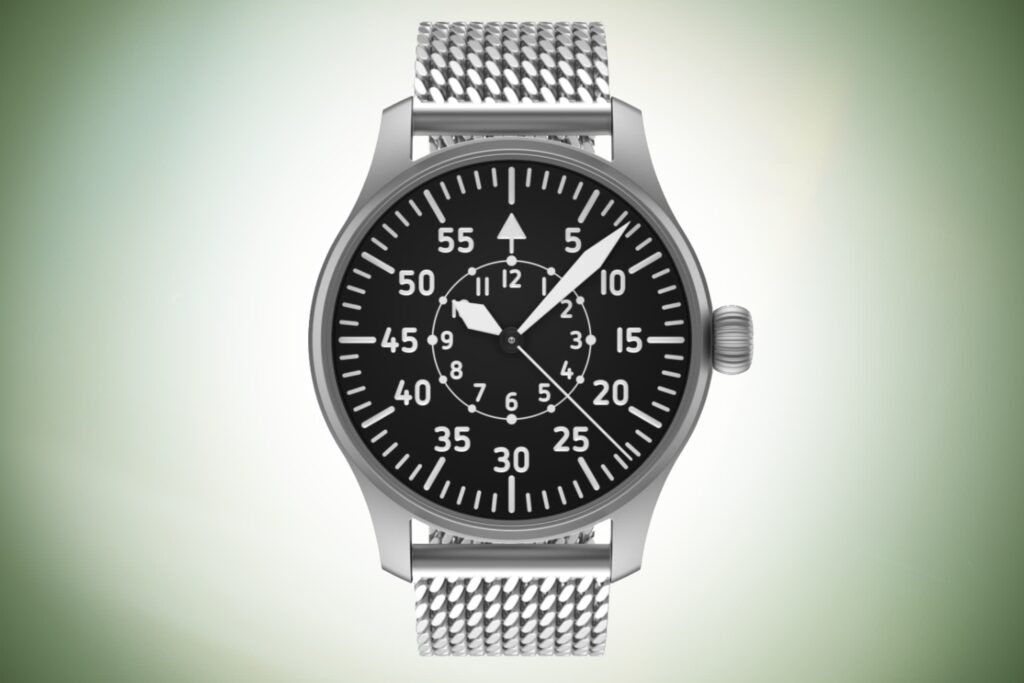Montre Bracelet Stowa Flieger - Cadran Blanc, Aiguilles Bleuies, Calibre 2824 Top - Occasion, Pour Homme