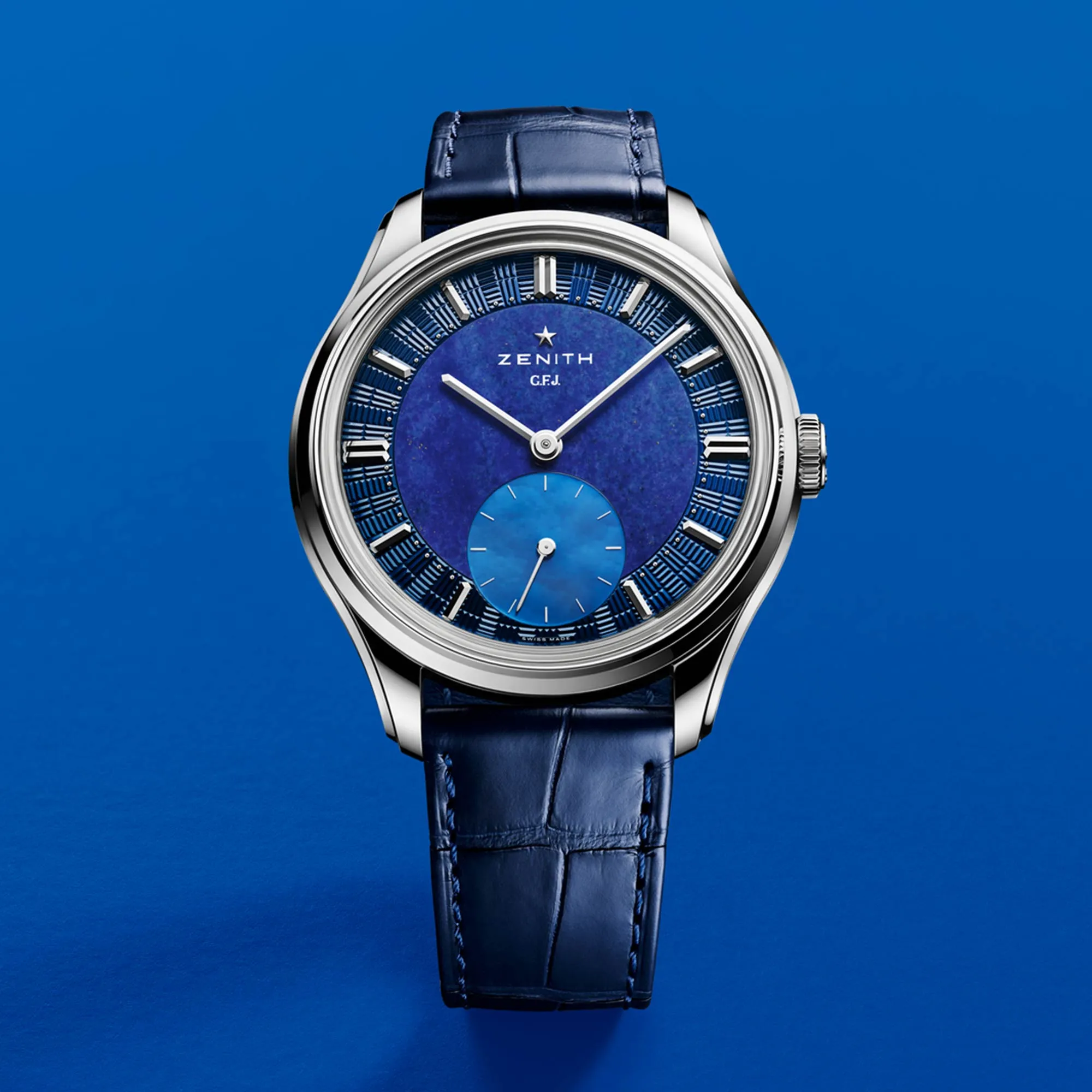 Zenith GFJ in front of a blue background