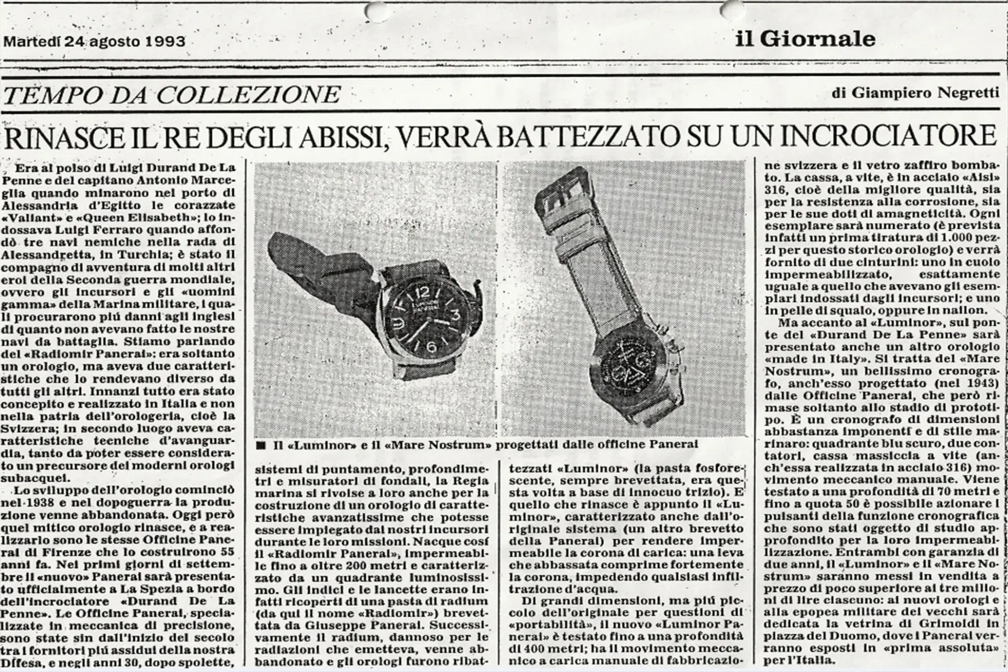 1993-august-24-italian-newspaper-il-giornale-announcing-panerai-going-into-the-civil-market