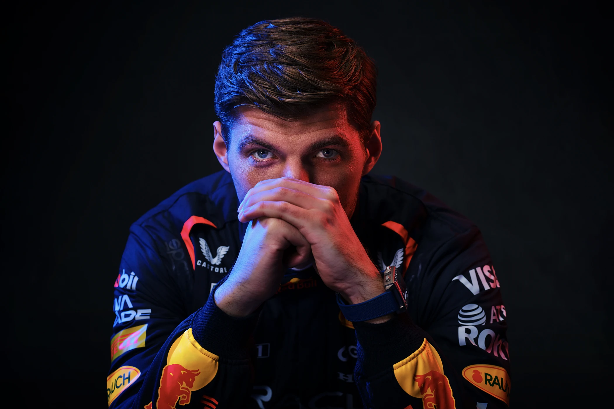 Red Bull driver Max Verstappen wearing Tag Heuer.