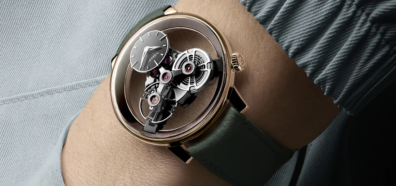 The MB&F Special Project SP One on the wrist.