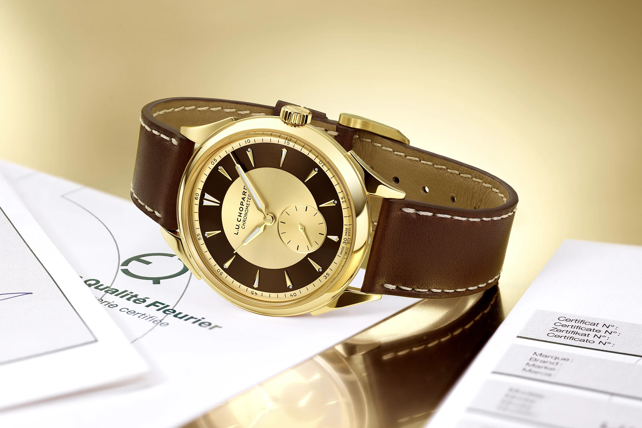 The Chopard L.U.C Qualité Fleurier 20th Anniversary Edition, reference 161992-0001, with certificate.