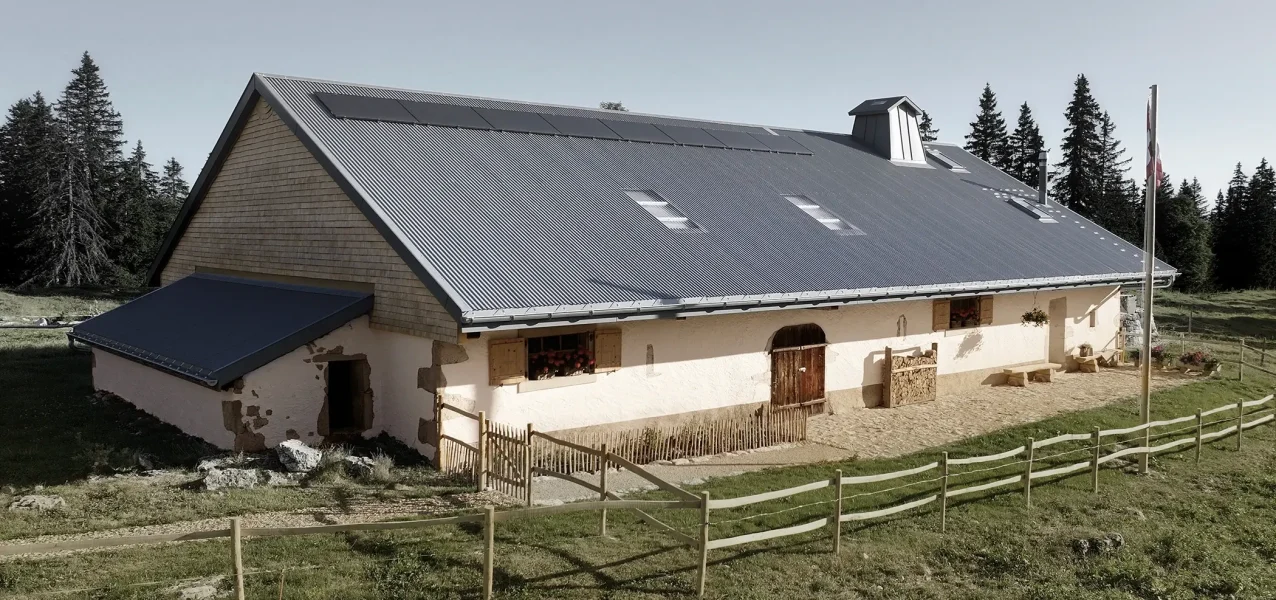 The Jaeger-LeCoultre Le Chalet in the vicinity of Vallée de Joux, frontal view.