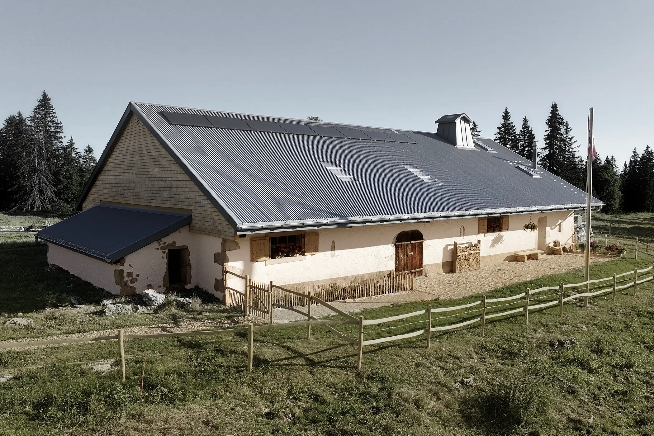 The Jaeger-LeCoultre Le Chalet in the vicinity of Vallée de Joux, frontal view.