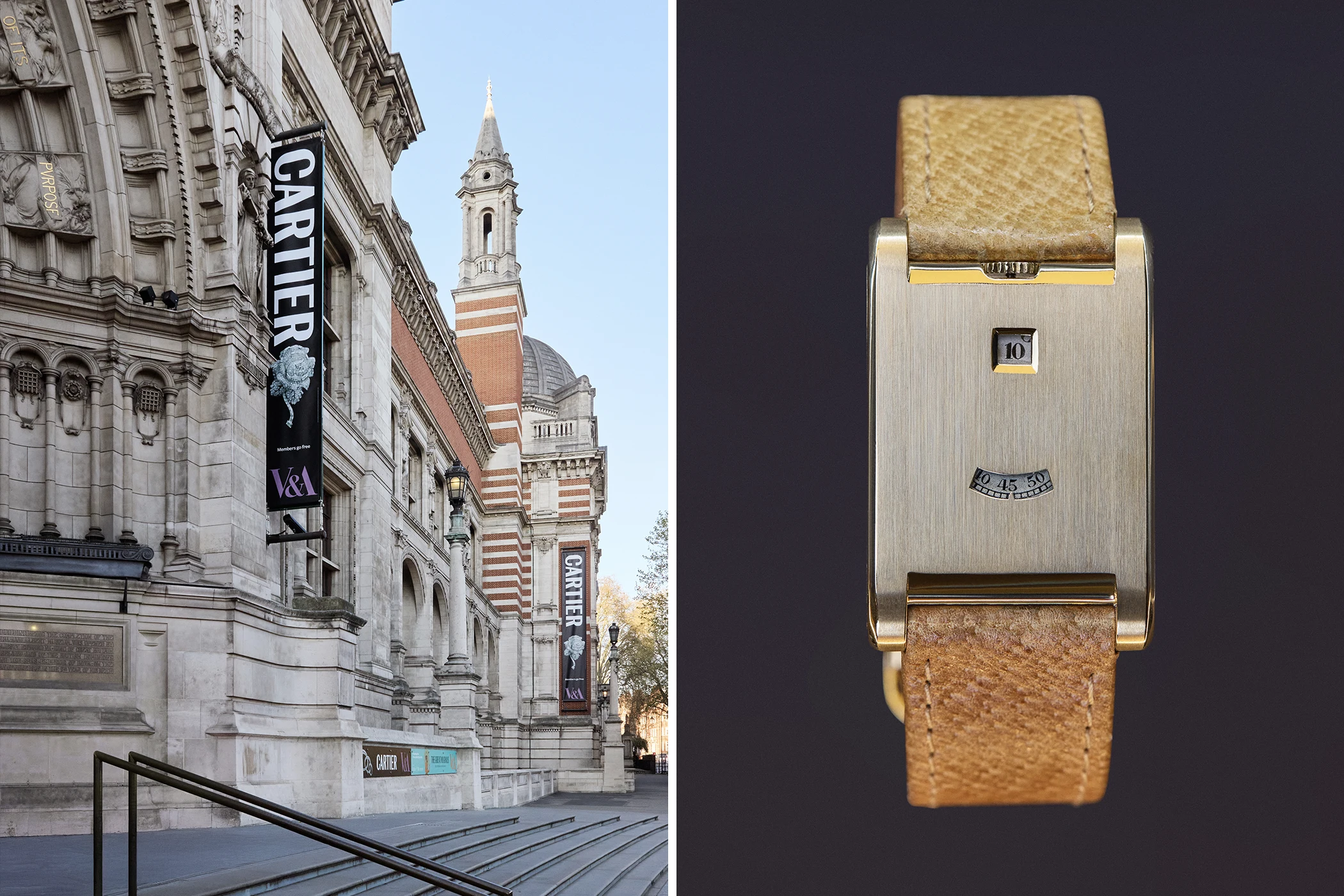 The outside view of the Victoria and Albert Museum London Cartier exhibition