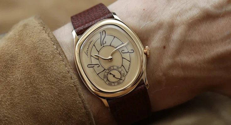 The Berneron Mirage 38 Sienna on the wrist in a first view.