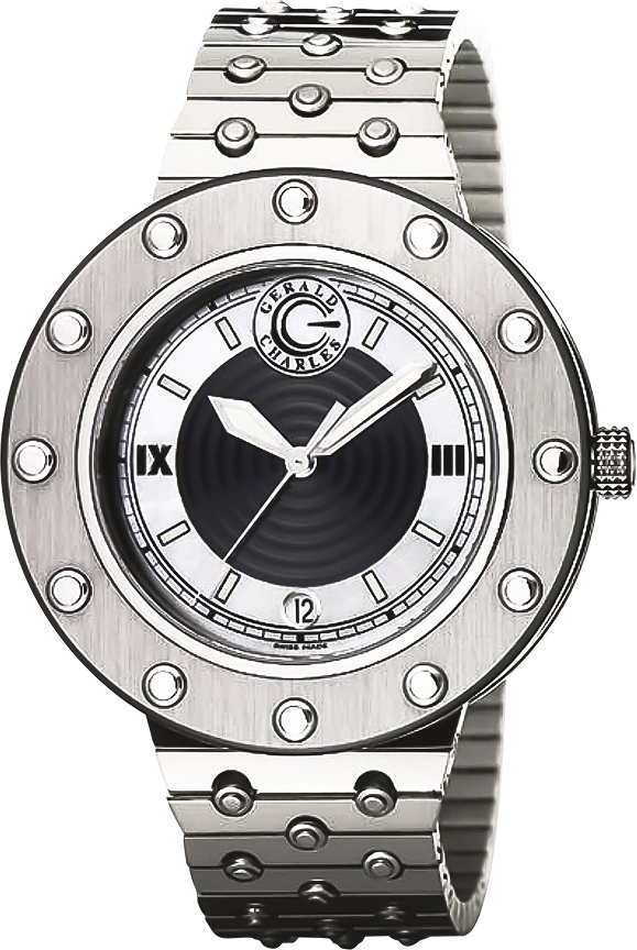 Gerald Charles Sportside GC13 watch with steel case and mother-of-pearl dial.
