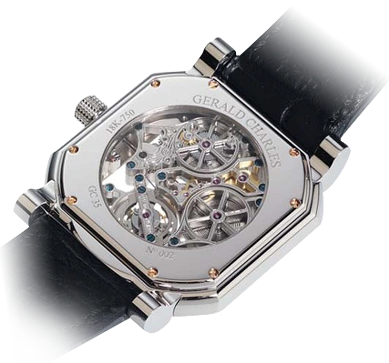 Caseback of the Gerald Charles Maestro GC35 Tourbillon watch, 2005.
