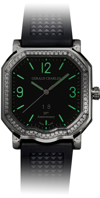 Gerald Charles Maestro watch with diamond bezel in night mode.
