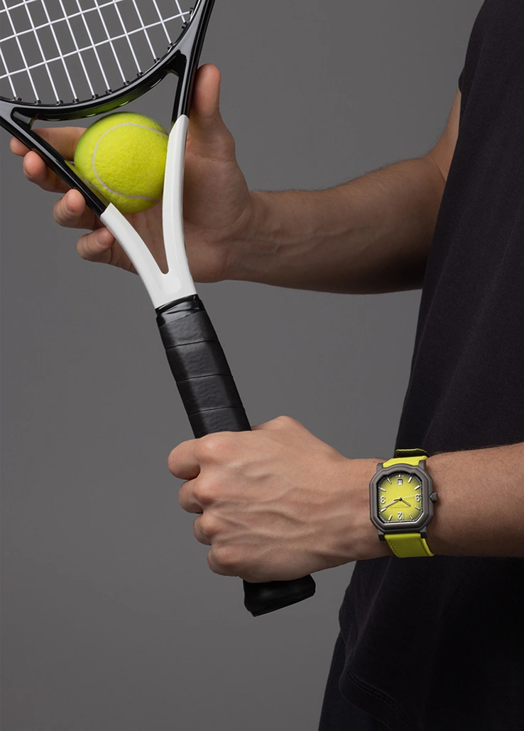 Wristshot of the Gerald Charles Maestro GC Sport Tennis watch.