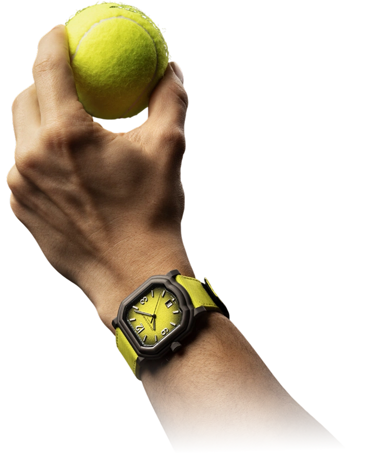 Wristshot of the Gerald Charles Maestro GC Sport Tennis watch.