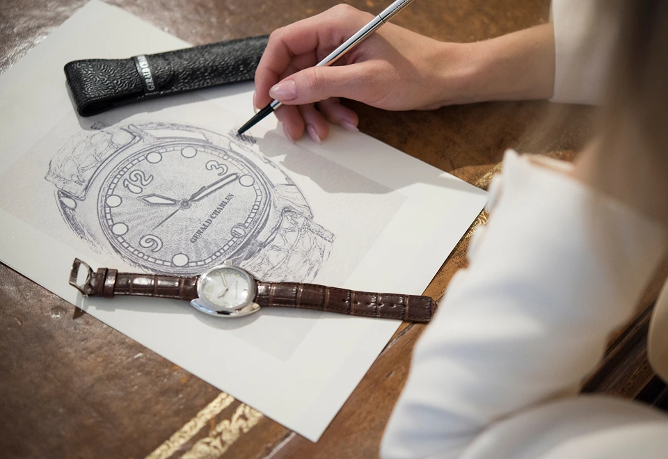 Drawing of the Gerald Charles GC2 watch by Gérald Genta."