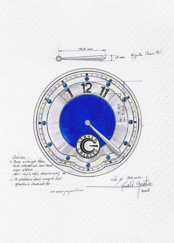 Gérald Genta design sketch for the Gerald Charles brand.
