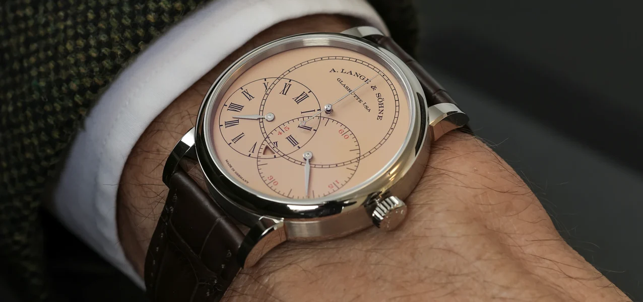 The A. Lange & Söhne Richard Lange Jumping Seconds Ref. 252.056 on the wrist.