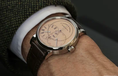 The A. Lange & Söhne Richard Lange Jumping Seconds Ref. 252.056 on the wrist.
