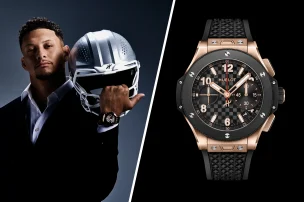 The American football player Patrick Mahomes joins Hublot as a global brand ambassador with the Big Bang Gold.