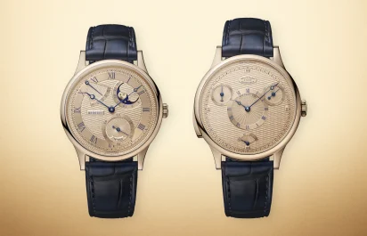 The Breguet Classique Phase de Lune 7235 and the Régulateur à Pivot Magnétique 7225 are shown from the front.