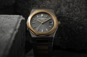 The Girard-Perregaux Laureato Fifty Ref. 81008-63-3412-1CM in a frontal view.