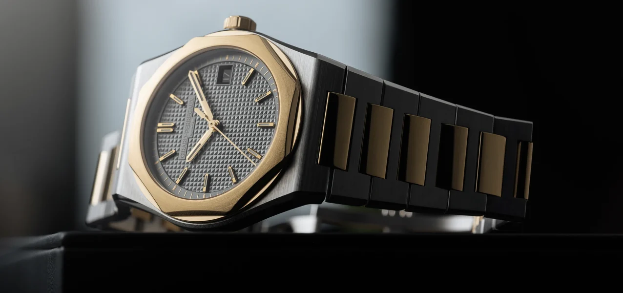 The Girard-Perregaux Laureato Fifty Ref. 81008-63-3412-1CM from the side.