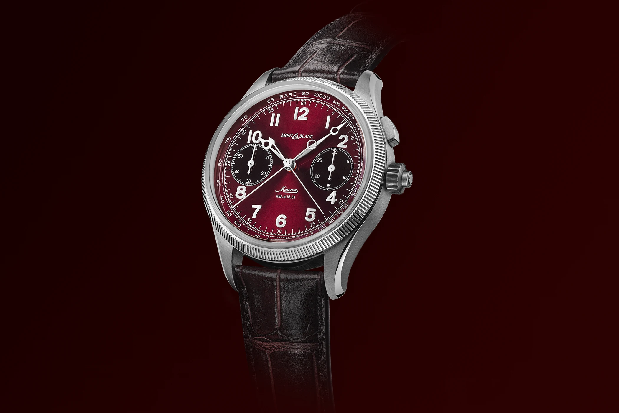The Montblanc 1858 Split-Second Chronograph Limited Edition Ref. 134029 shown from the front.