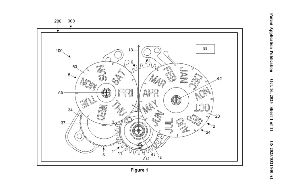 Figure 1 of the Rolex annual calendar patent application.