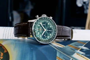 The dial of the Wempe Signature Collection x Breitling Navitimer B02 Chronograph 41 Cosmonaute AB0204A1L1P1.