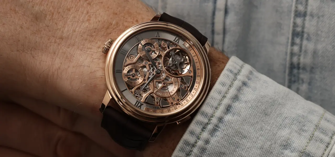 The Blancpain Grande Double Sonnerie Ref. 15GSQ in red gold on the wrist.