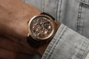 The Blancpain Grande Double Sonnerie Ref. 15GSQ in red gold on the wrist.